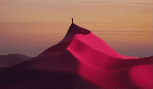 Silhouette with red-orange burst